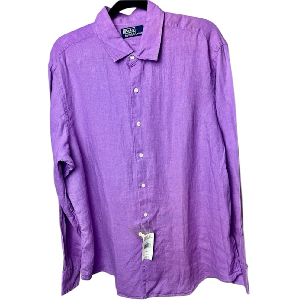 POLO Ralph Lauren Purple Linen Button up XL nwt